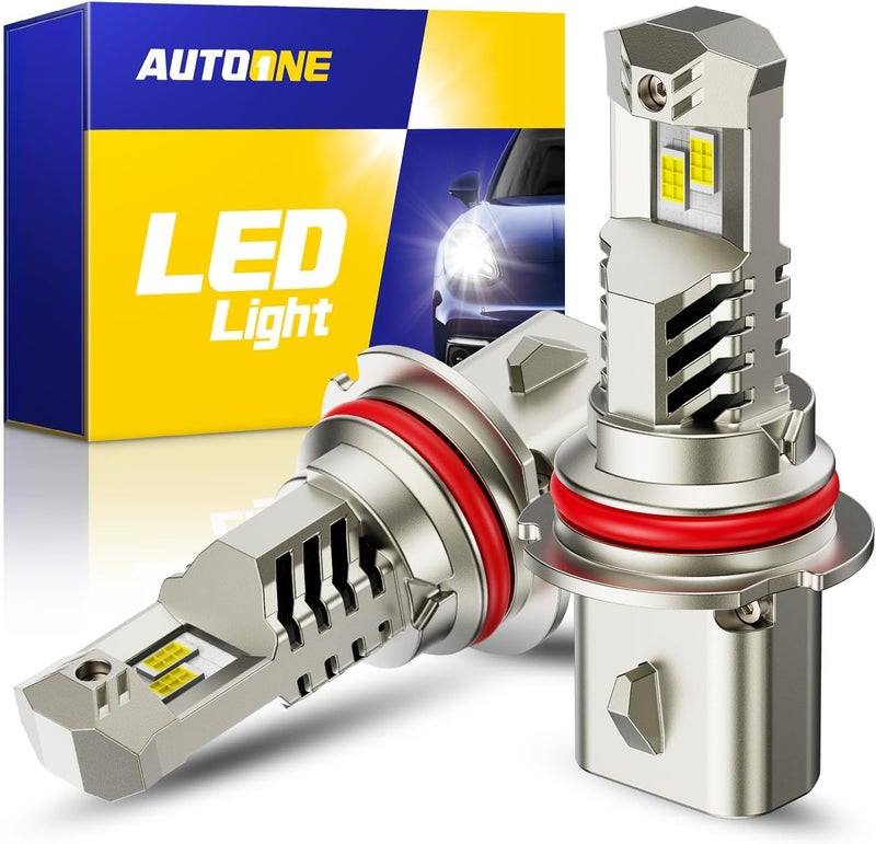 AUTOONE 9007/HB5 LED Light Bulbs 900% Brightness, 6000K Pure White Fog Light, 1:1 Halogen Size Wireless, Easy Installation, IP68, Pack of 2 - Image 1